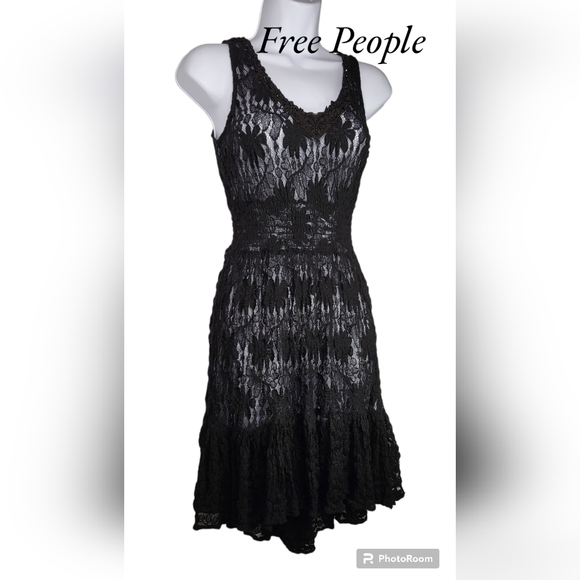Free People Black Floral Lace Dress Small - Picture 1 of 4